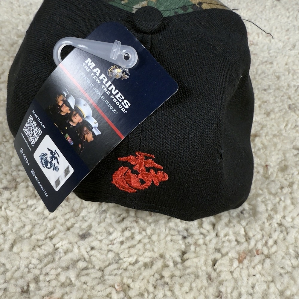 NWT USMC Marines Hat Cap Adjustable USA Embroidered Green Tan Camo Black Red - Picture 3 of 5